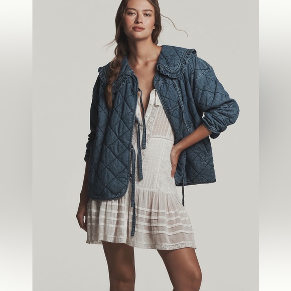 Anthropologie/ The Hazel Quilted ChambrayJacket by Maeve